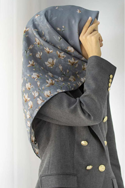 Vissona Eșarfă 100% mătase twill, cu model floral, verde mentă, 90x90. Metodă...