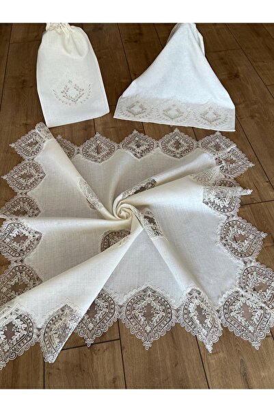 SAMİNA EVTEKSTİLİ BOHÇA TAKIMI 3 PARÇA FRANSIZ GÜPÜRLÜ ÇEYİZLİK NİŞAN SÖZ GELİN DAMAT YAGMUR BOHÇA TAKIMI