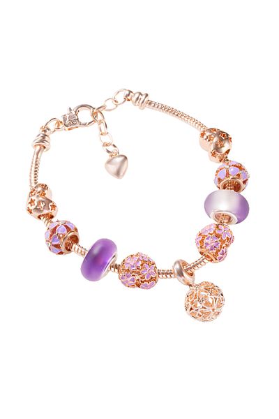 Tessero Women's bracelet with flower and star charms, 18K gold plated, adjustable size 17cm with extension