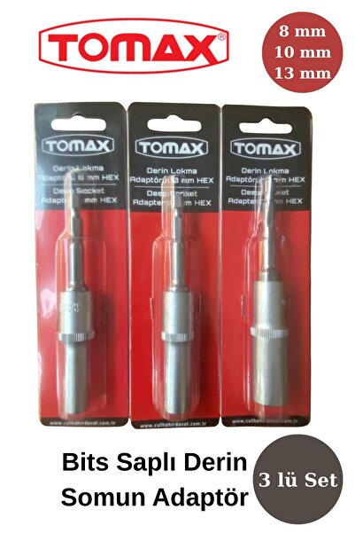 TUĞRA HIRDAVAT Tomax 3'lü Bits Saplı Derin Lokma Adaptör Seti (8 mm – 10 mm –...