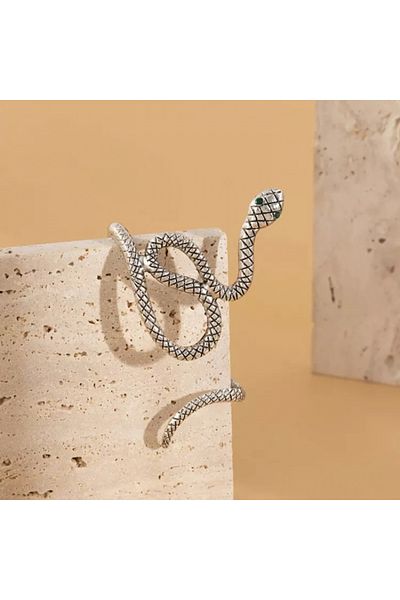 Tessero Women's low-profile bangle bracelet, snake wrapped design, silver-plated, Tessero, silver