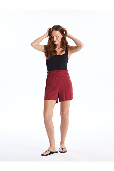 LC Waikiki Red Women's Elastic Waist Straight Shorts