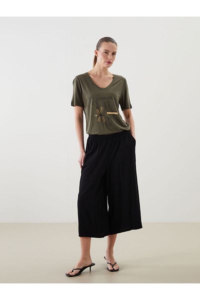 LC Waikiki Black Women's Capri with Elastic Waist