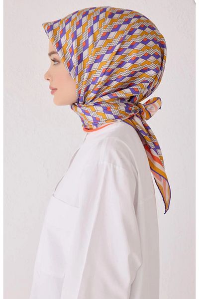 Belli Tivil Silk Scarf 4052-80 Purple Mixed Pattern