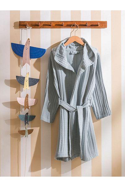 LC Waikiki Blue Hooded Boy's Bathrobe