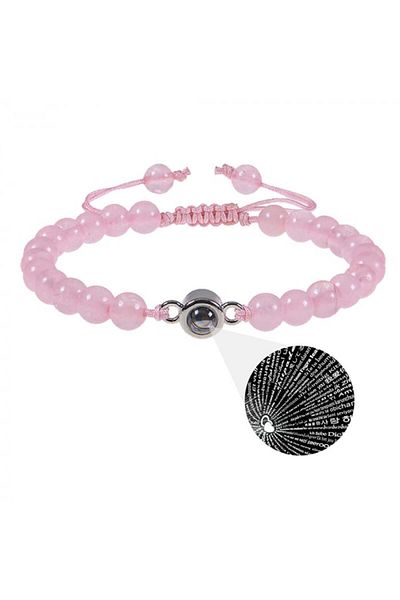 Tessero Natural semi-precious stone cord bracelet with 'I love you' projection in 100 languages, size