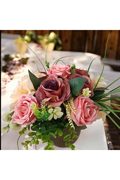 BARITCIOGLU Aranjament de flori mixte din metal forjat antic albastru cobalt ıda