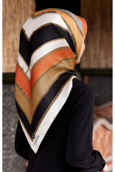 Vissona Eșarfă de mătase Tivil 17217 - 5 - 0014 - 0001 Model mixt portocaliu