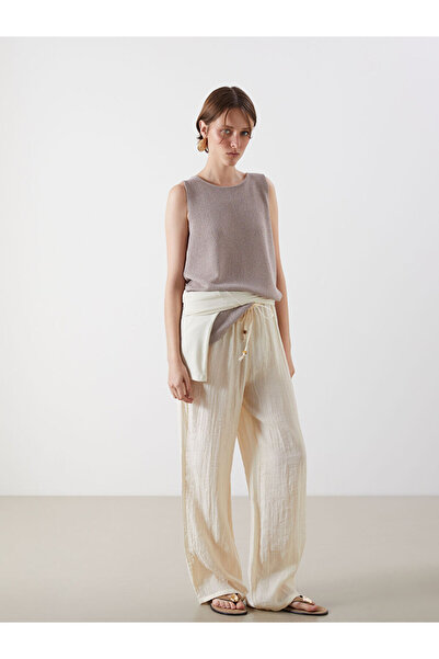 LC Waikiki Esvab • Modern & Distinctive Women's Textured Pants with Waist Cord