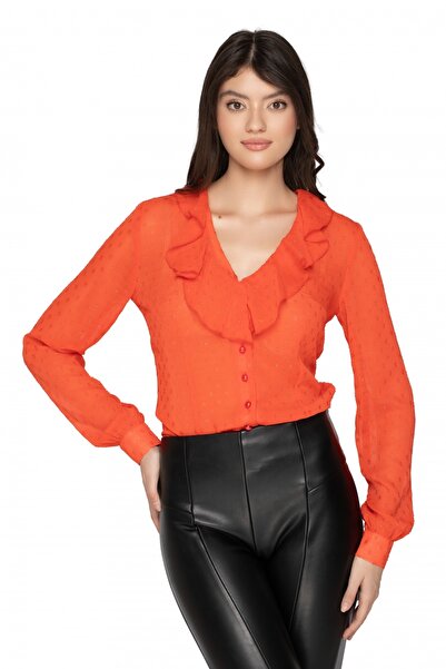 Atmosphere Fashion Coral shirt with ruffles