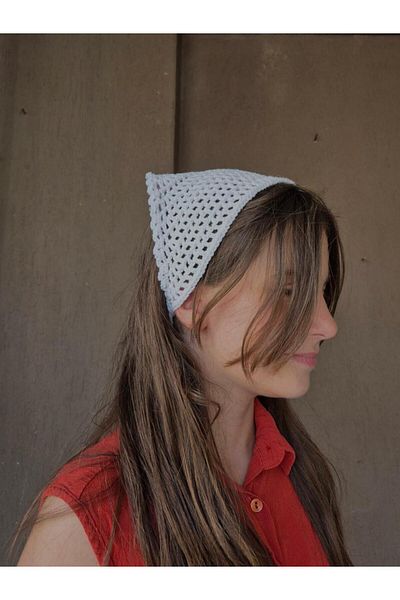 MELUSH White Colored Mesh Model Children's Bandana Handmade Knitted Bandana