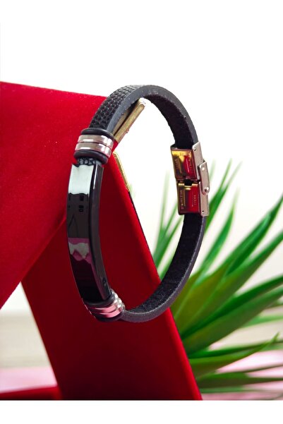 TAKIDA GÜMÜŞ İsim yazılabilir çelik Derili Bileklik