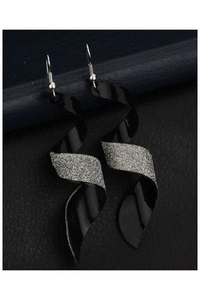 modares Curvy Glitter Long Dangle Earrings