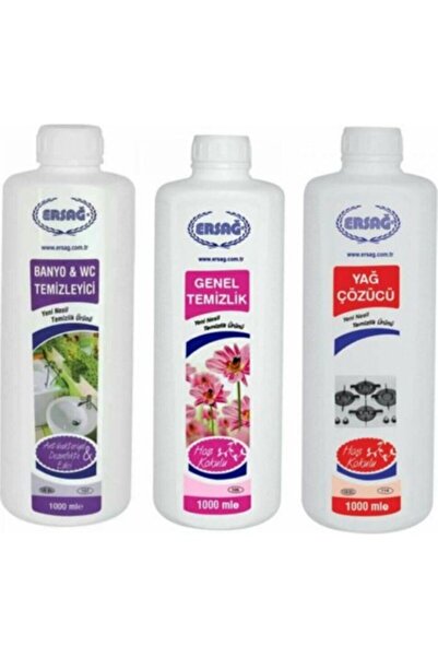 Ersağ Ersağ Genel Temizlik + Banyo Wc + Yağ Çöz 3'lü Set x 1000 ml