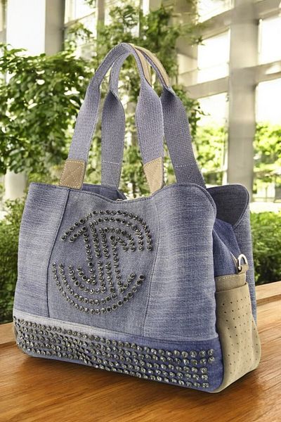 QUB CLUB Γυναικεία Casual Multi-Eye Messenger Shoulder Τσάντα τζιν από γνήσιο δέρμα