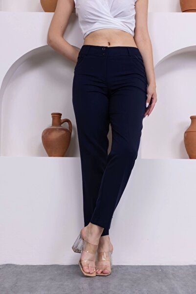 lodmela Детальні дані про кишені, довжина до щиколотки, жіночі брюки з тканини 0101-синій