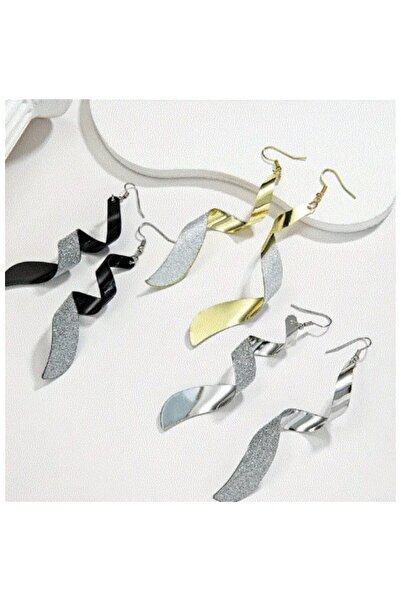 modares Curvy Glitter Long Dangle Earrings