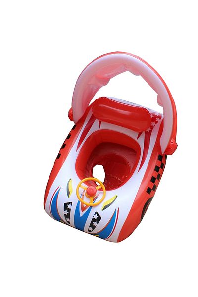 Picodino Inflatable ring with sunshade and steering wheel, 6 - 36 months, Little car, Red
