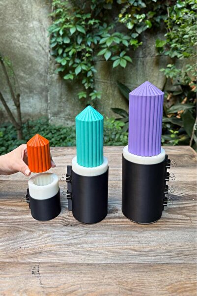 rufus concept Baton Dalgalı Üçlü Set Silikon Mum Kalıpları