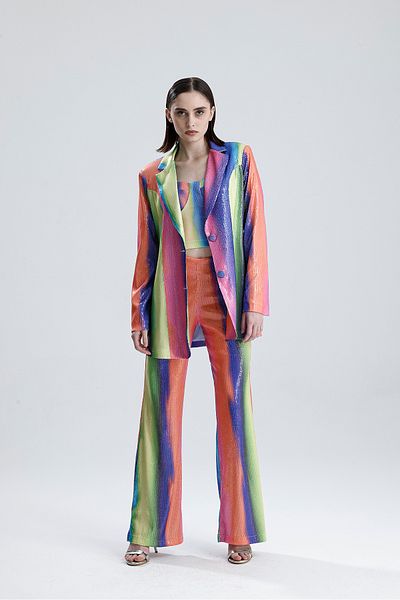 Sense Evening Dress Suit |   Jacket |   Pants |   Bustier 3 Piece Set Tk34264 Rainbow