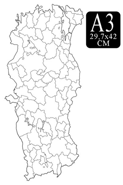 Artlantis Türkiye Dilsiz Haritası Siyasi A3 10 Adet 29.7x42 cm Siyasi Türkiye Dilsiz Harita Fotokopi Proje Öde