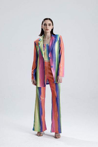 Sense Evening Dress Suit |   Jacket |   Pants |   Bustier 3 Piece Set Tk34264 Rainbow