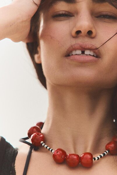 HAZEL BİJOUX Cherry Beaded Necklace