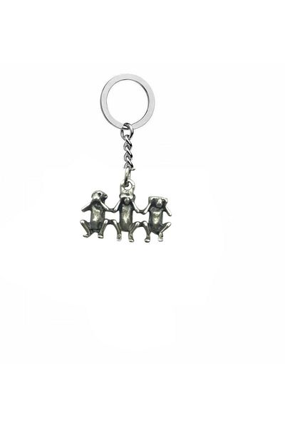 Herşey Nota Silent Wisdom – Unisex Metal Keychain with Three Monkey Figures