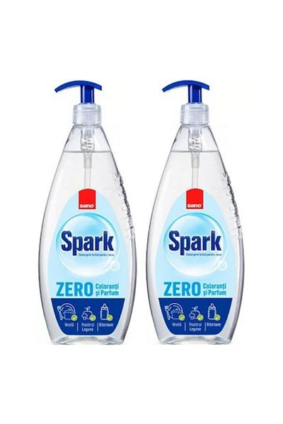 Sano Pachet 2 x Detergent de Vase cu Pompita Sano Spark Zero Coloranti si Parfum, 1 l