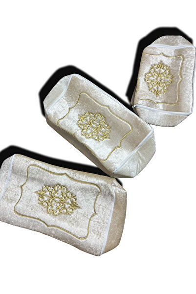 Muensu Kapiçino Glazed Velvet Triple Dowry Bag, Bohcili Bag 3-Piece Velvet Bag, New Model