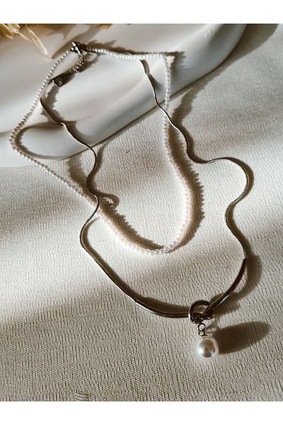 Mirage Design Silver Detailed Steel Necklace 15