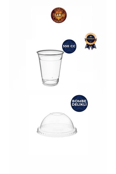 figanlar ambalaj Large Size Hard Pet Plastic Cold Drink Cup/Cold Coffee Cup with Lid 550Cc 18 oz 100Pcs
