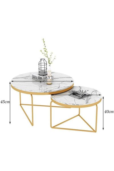 Generic 2-piece marble and metal coffee table set
