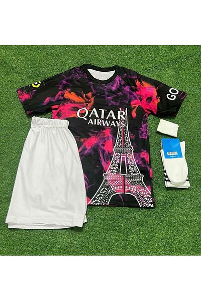 Lion Spor P.S.G 2022/23 Season Kylian Mbappe Special Concept Kids Jersey with Eiffel Tower Set of 4626277442