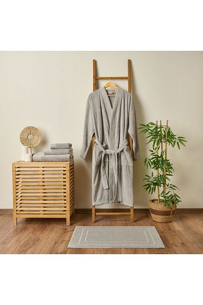 ASPARTAM Soft Premium Unisex Bathrobe - Gray - L / XL