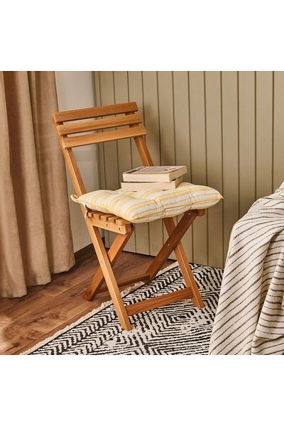 MATMEL Soft Lime Cello Chair Cushion - Ecru / Yellow - 43X43 cm