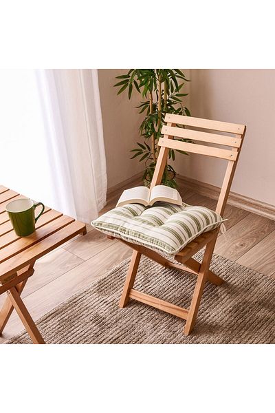MATMEL Soft Waist Chair Cushion - Ecru / Green - 43X43 cm
