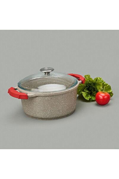 MATMEL Cast Iron Pot - Beige / Red - 24 cm