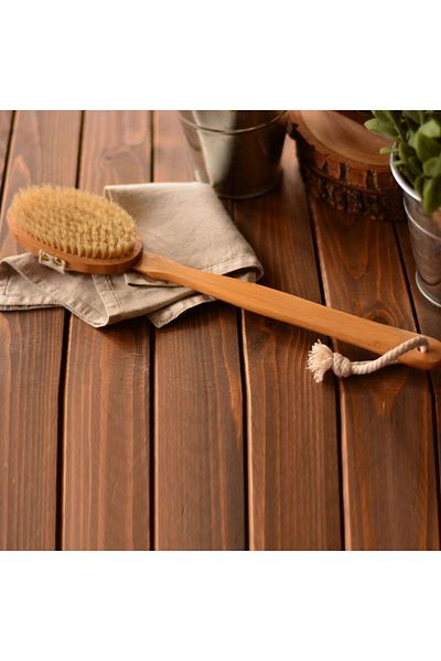MATMEL Wooden Handle Bath Back Brush - Brown