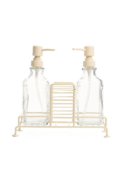 ASPARTAM Dozator de săpun lichid cu suport - Bej / Transparent - 500 ml