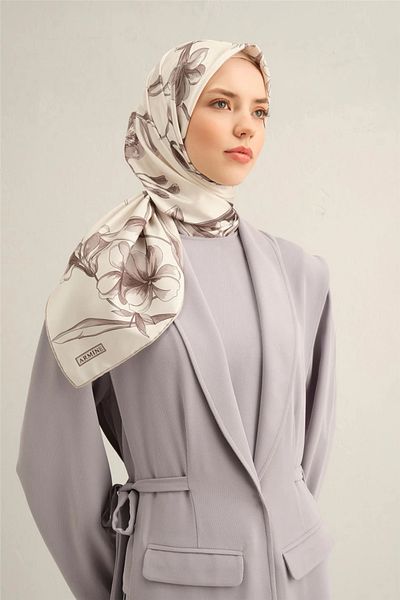 Armine Flower Pattern Pure Silk Sura Scarf 9304 - 80