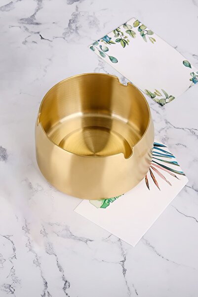 Falconetti Çelik Gold 8cm Derin Kafe Restaurant Lokanta Yuvarlak Kül Tablası Küllük mt173sr