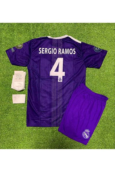 Lion Spor R.E.A.L Madrid 2017 Cardiff Champions League Final Sergio Ramos Kids Jersey Set of 4