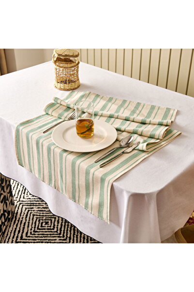 MATMEL Soft Alno Runner - Ecru / Green - 50X140 cm