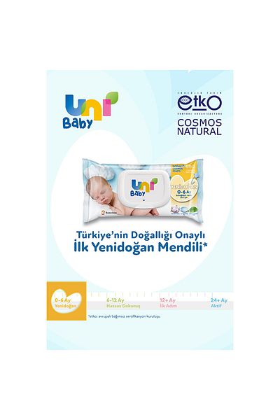 Uni Baby Newborn Baby Wet Wipes 0-6 Months 3X40 Pieces