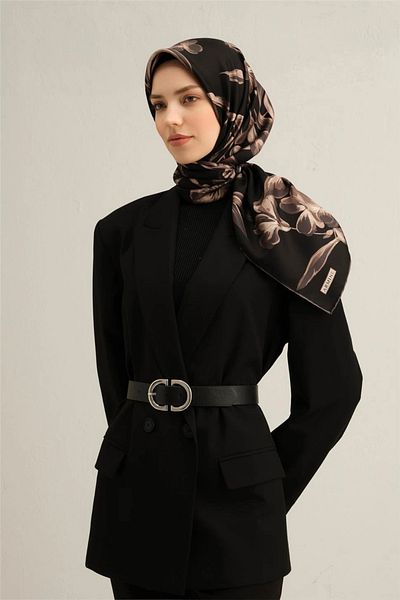 Armine Flower Pattern Pure Silk Sura Scarf 9304 - 85