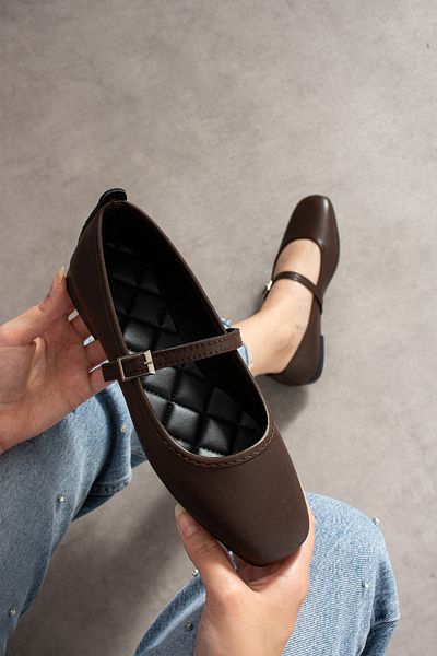 MUFUMA Balerini de damă Bitter Brown Blunt Toe