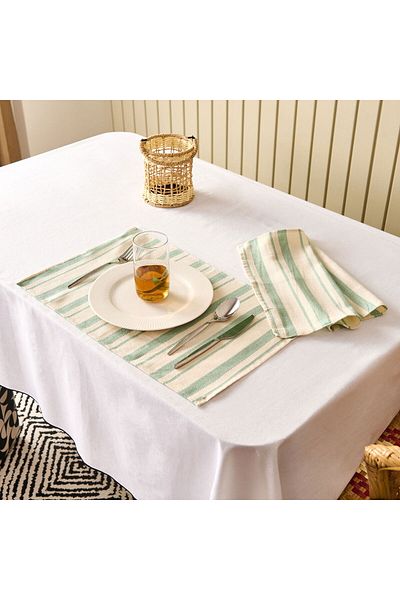 MATMEL Soft Alno 2-Piece American Service - Ecru / Green - 30X50 cm