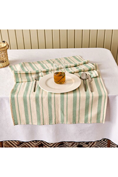 MATMEL Soft Alno Runner - Ecru / Green - 50X140 cm