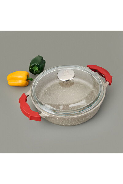 MATMEL Cast Iron Karnıyarık Pot - Beige / Red - 24 cm